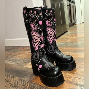 BRATZ Pink and Black Butterfly Platform Boots
